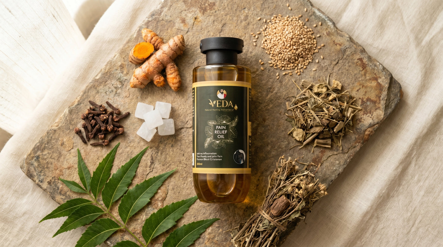 Veda Pain Relief Oil – 100% Natural Ayurvedic Formula for Joint & Muscle Care